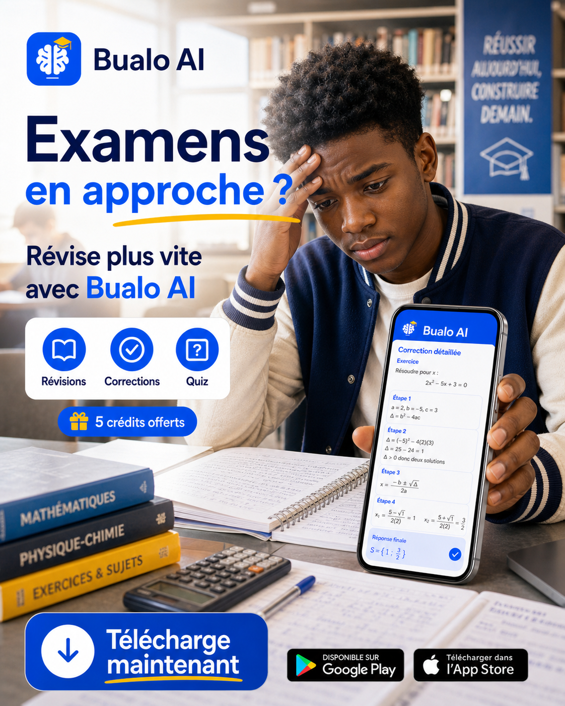 Élève utilisant Bualo AI pendant ses révisions